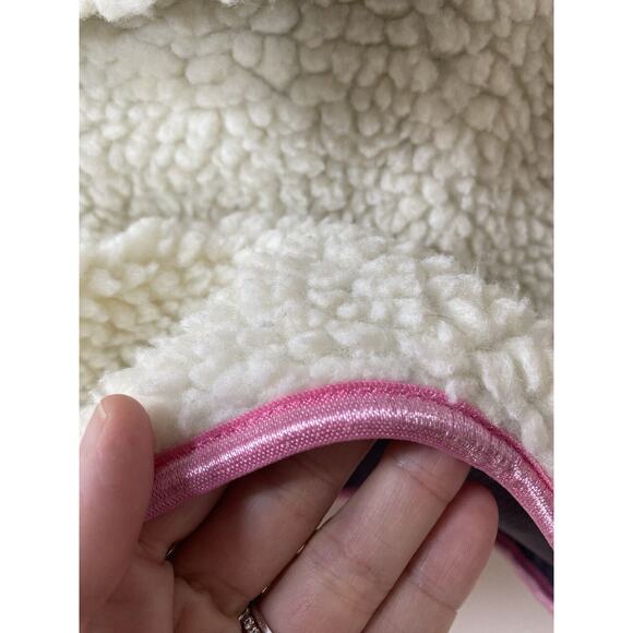 Ivory Ella Pullover Women's SMALL Cream Purple 1/2 Zip Hood Sherpa Puffer Jacket - Picture 5 of 9